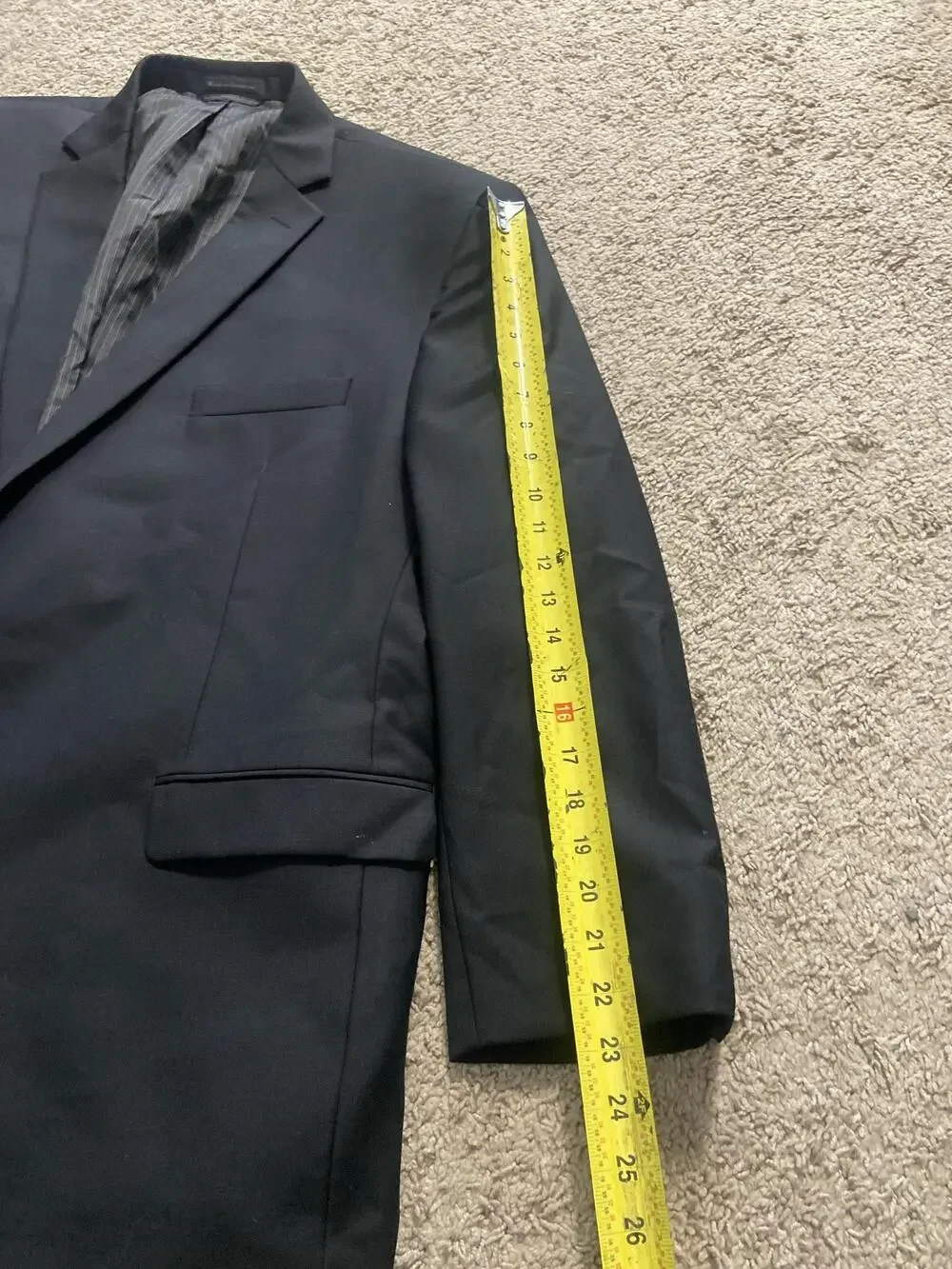 Calvin Klein Suit Jacket Mens 46 Black Wool Two Button Notch Lapel Lined